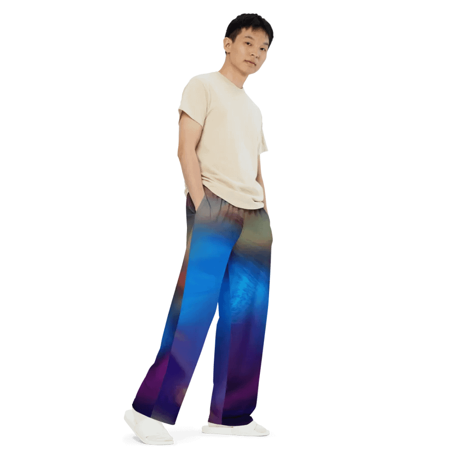 Rainbow Colorful Pattern Unisex Wide Leg Pants | Colorful Pants product image (8)
