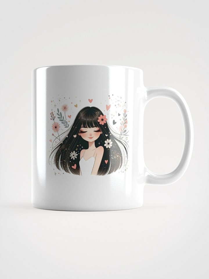 Charming Floral Girl Mug - Whimsical Aesthetic product image (1)