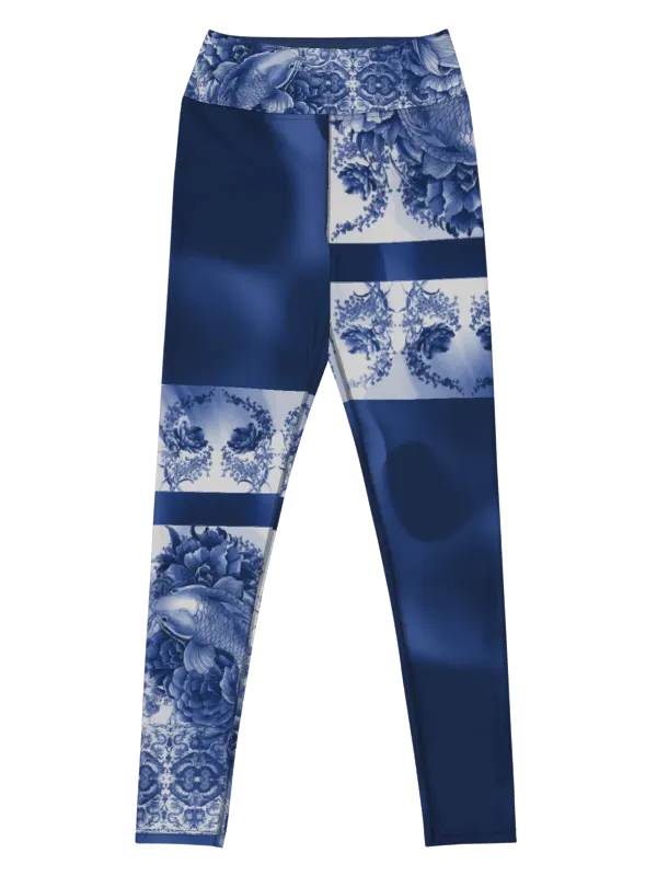 Koi and Mist-Porcelain yoga leggings product image (1)