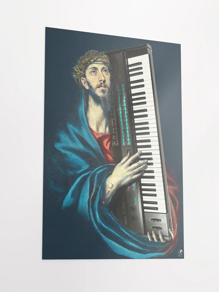 Christ Carrying the DX7 (Yamaha DX7) by Frank Fonik, EDM Techno Enhanced Matte Poster product image (2)