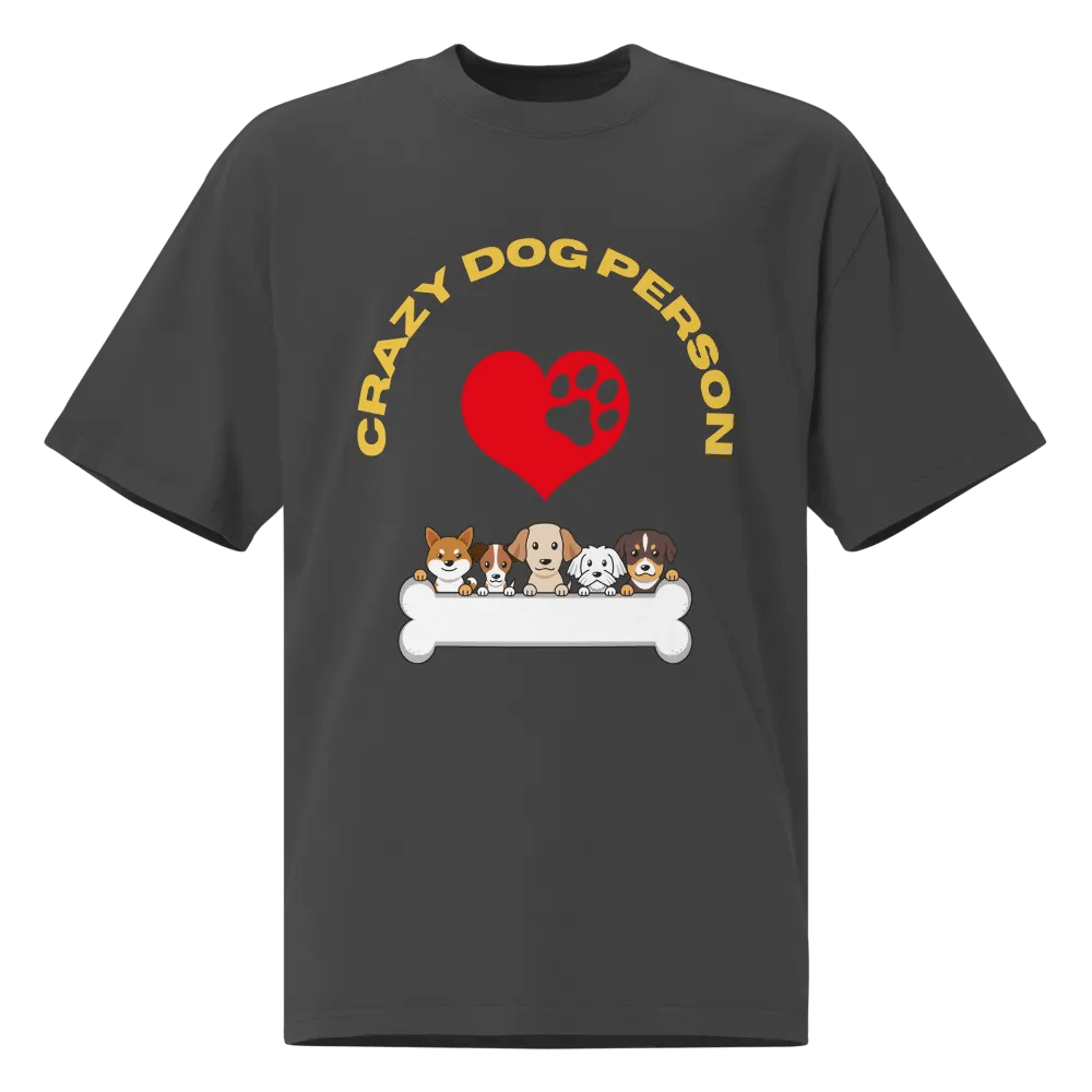 "Crazy Dog Person T-Shirt – AS Colour Premium Oversized Faded T-Shirt by AS ColourInspired by Nancy Gallimore’s Love for Animals" product image (1)