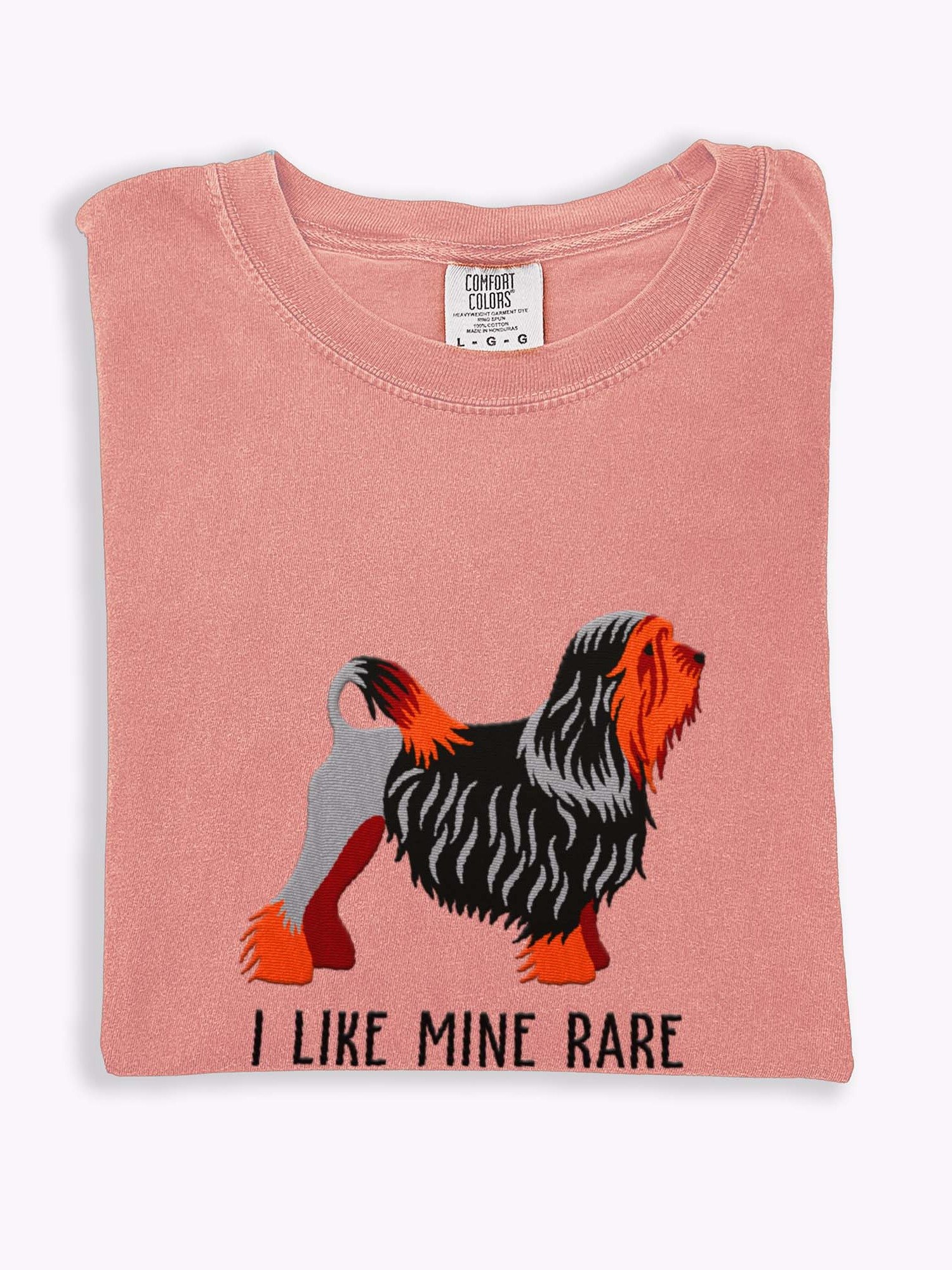 I Like Mine Rare T-Shirt(Embroidered) of a Lowchen(Black & Tan) product image (1)