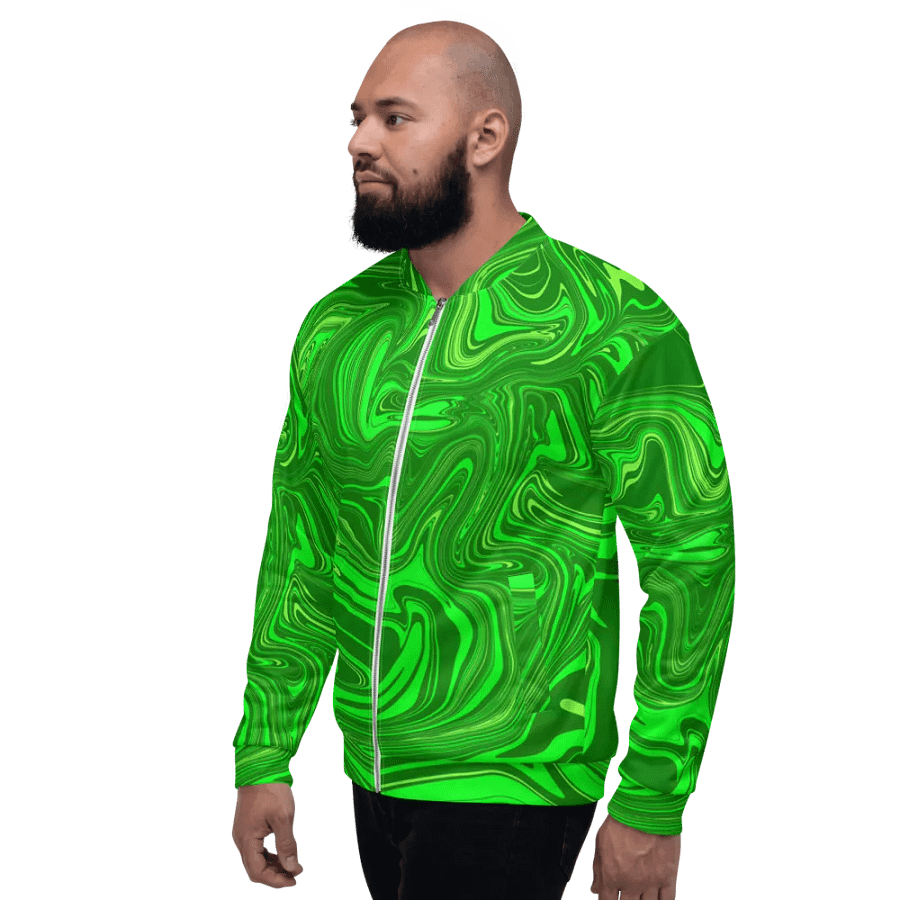 Unisex Bomber Jacket - Different Shades of Green Digital Fluid Art product image (4)