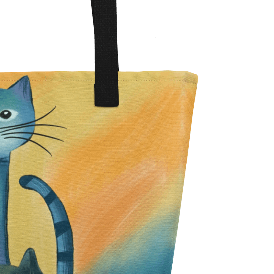 Handdrawn Cat Lover Abstract Colorful Three Cats Tote Bag product image (4)