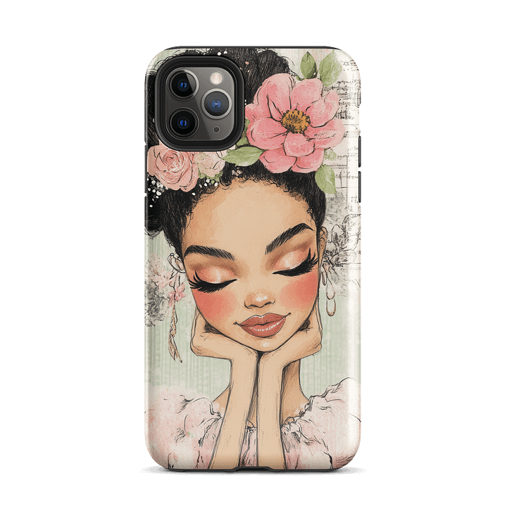 Pretty Black Girl iPhone® Tough Case – Floral Crown Art | Dual-Layer Protection product image (2)