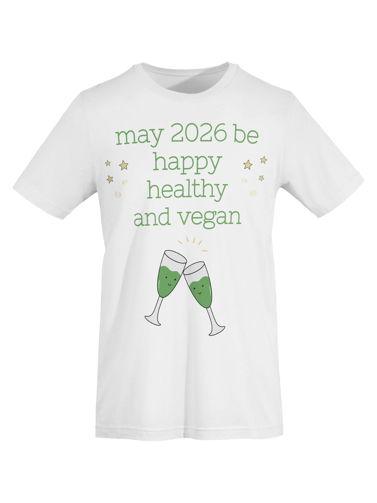 “Happy, Healthy, and Vegan 2026” Unisex White T-Shirt product image (7)