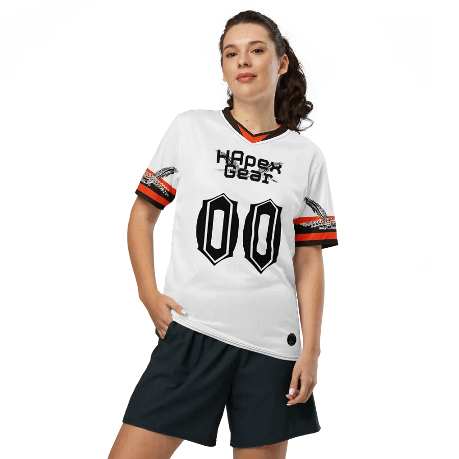 Dieter - White - Recycled Unisex Sports Jersey - Black HApex Gear Black Logo product image (7)
