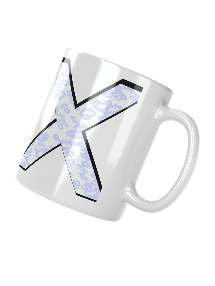 White X Light Blue Lipstick Kisses | Glossy White Mug product image (5)