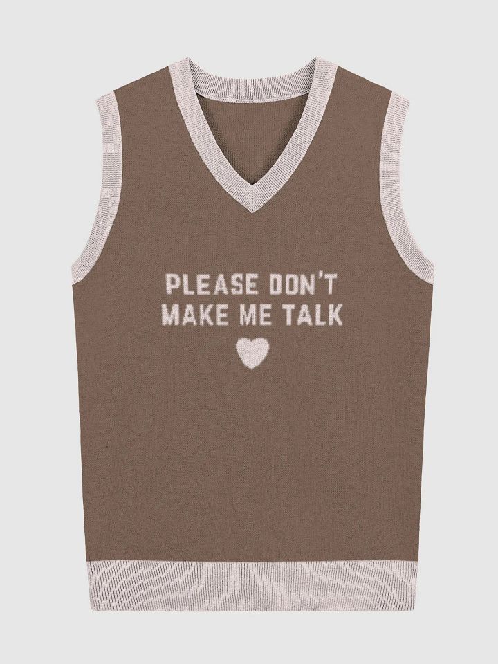 PLEASE DON'T MAKE ME TALK (light pink and brown) knitwear vest product image (1)
