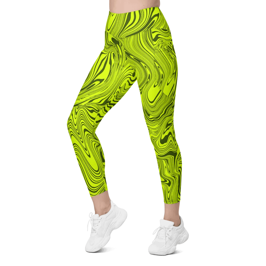 Leggings with Pockets - Abstract Yellow Swirls product image (3)