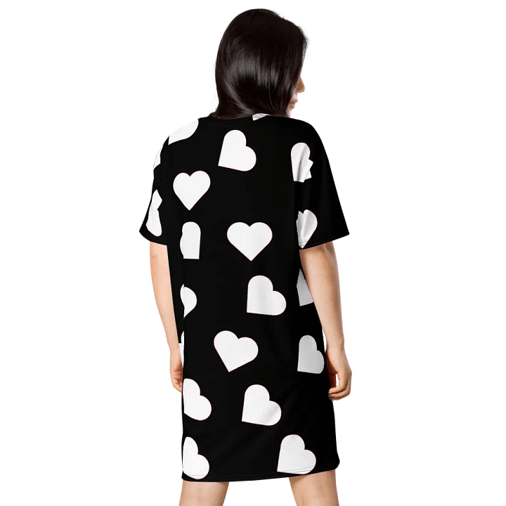 Love Pattern 5 Black and White Ladies T Shirt Dress product image (2)