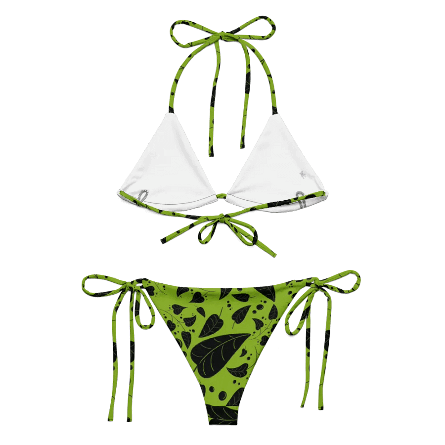Green & Black Leaves on Vive Recycled String Bikini product image (7)