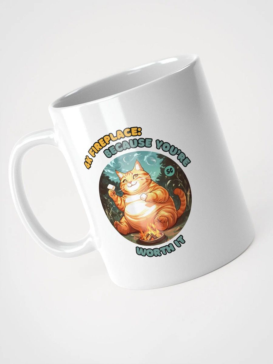 Cozy Cat - 4K Fireplace: Because You're Worth It | White Glossy Mug product image (9)