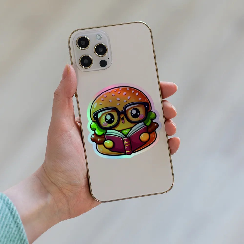 Whimsical Burger Reading Book Holographic Sticker Sheet product image (8)