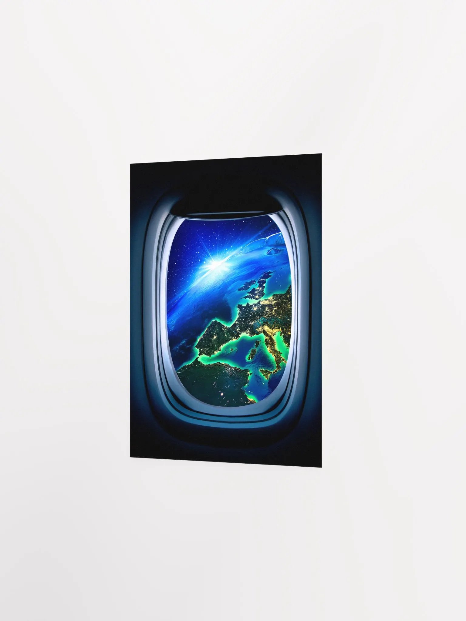 Airplane porthole/window and Earth orbit — Photo paper glossy poster. Space poster, space print, travel gift product image (7)
