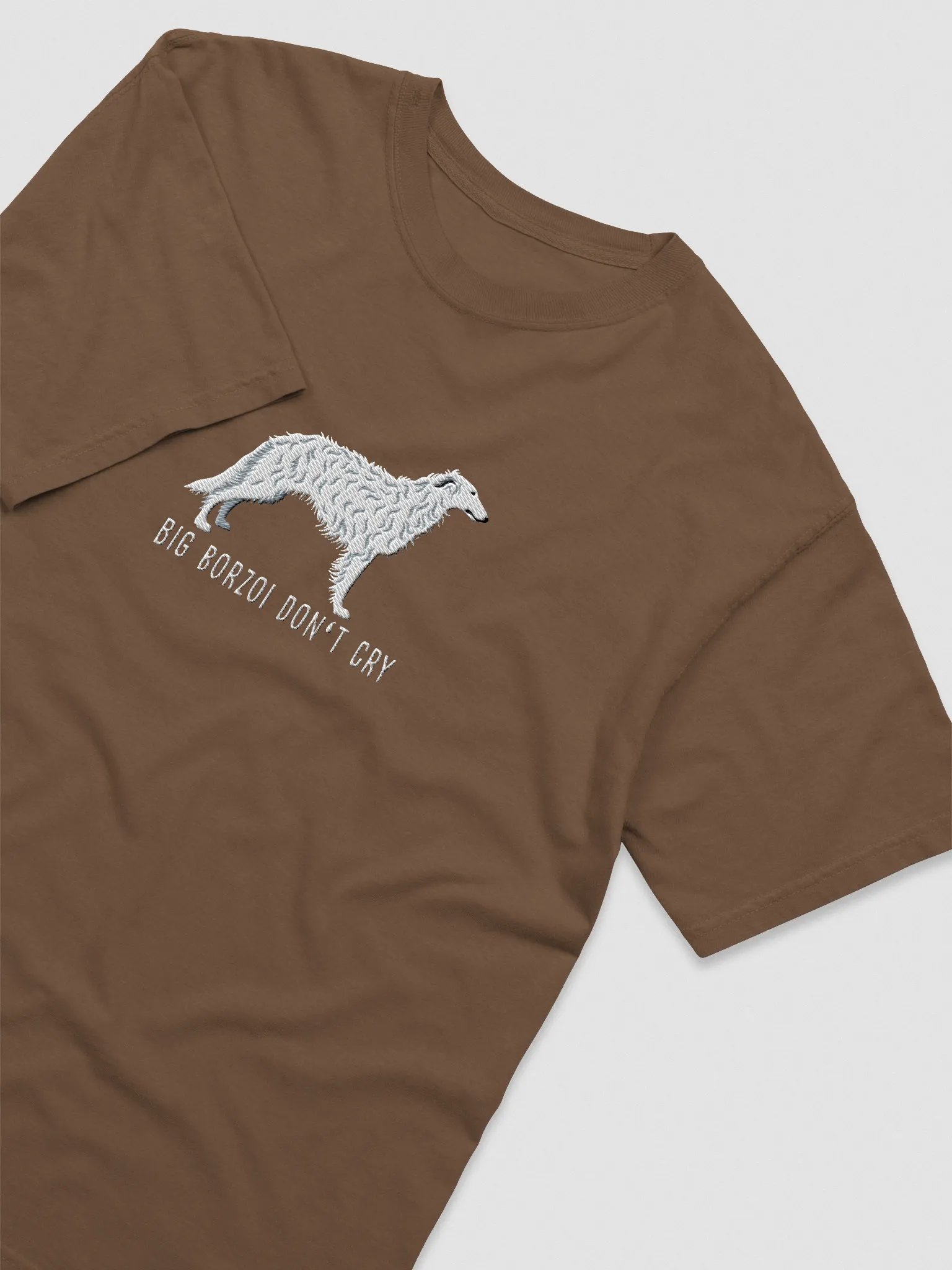 Big Borzoi Don't Cry T-Shirt(Embroidered) of a Borzoi(White) product image (6)