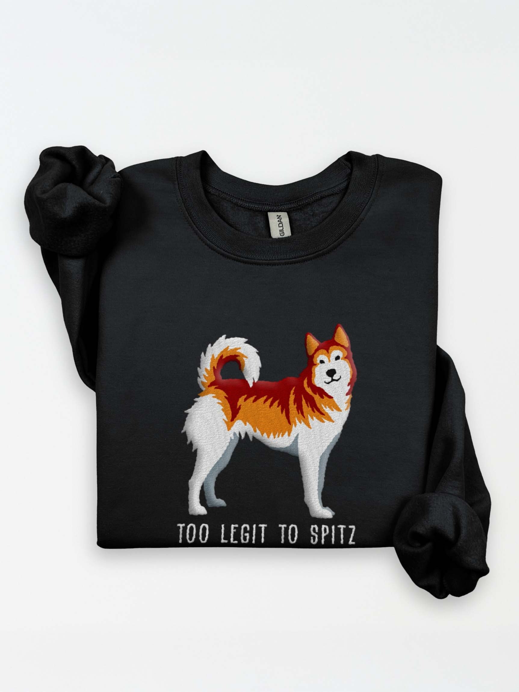 Too Legit to Spitz Sweatshirt (Embroidered) of a Siberian Husky(Brown & White) product image (1)