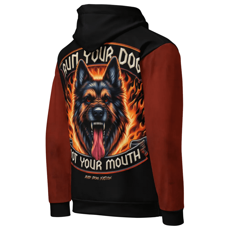 Run Your Dog, Not Your Mouth - Fire - Adult All-Over Print Unisex Hoodie product image (5)