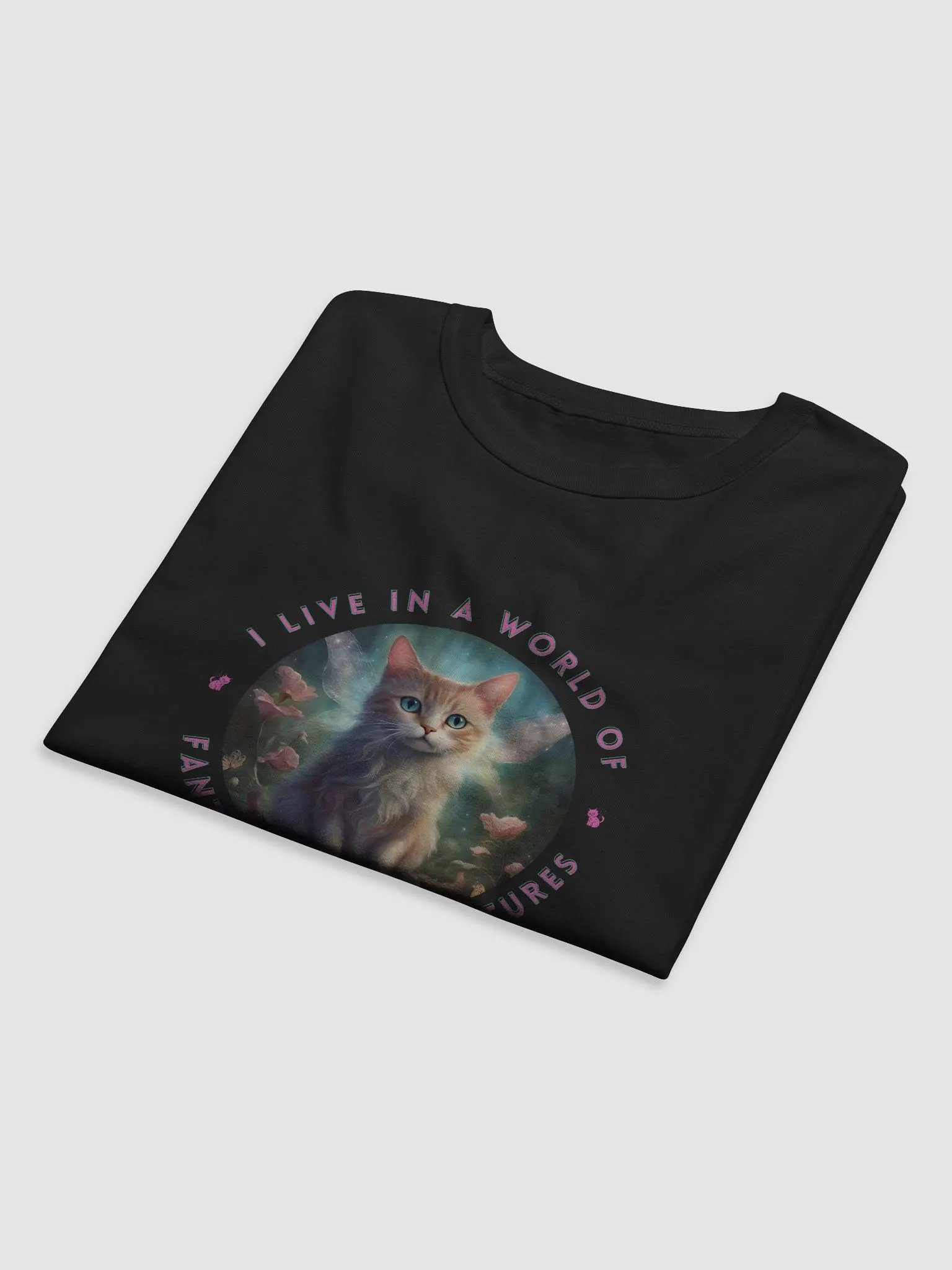 I Live in a World of Fantastical Creatures Kitten Relaxed Fit T-shirt product image (18)