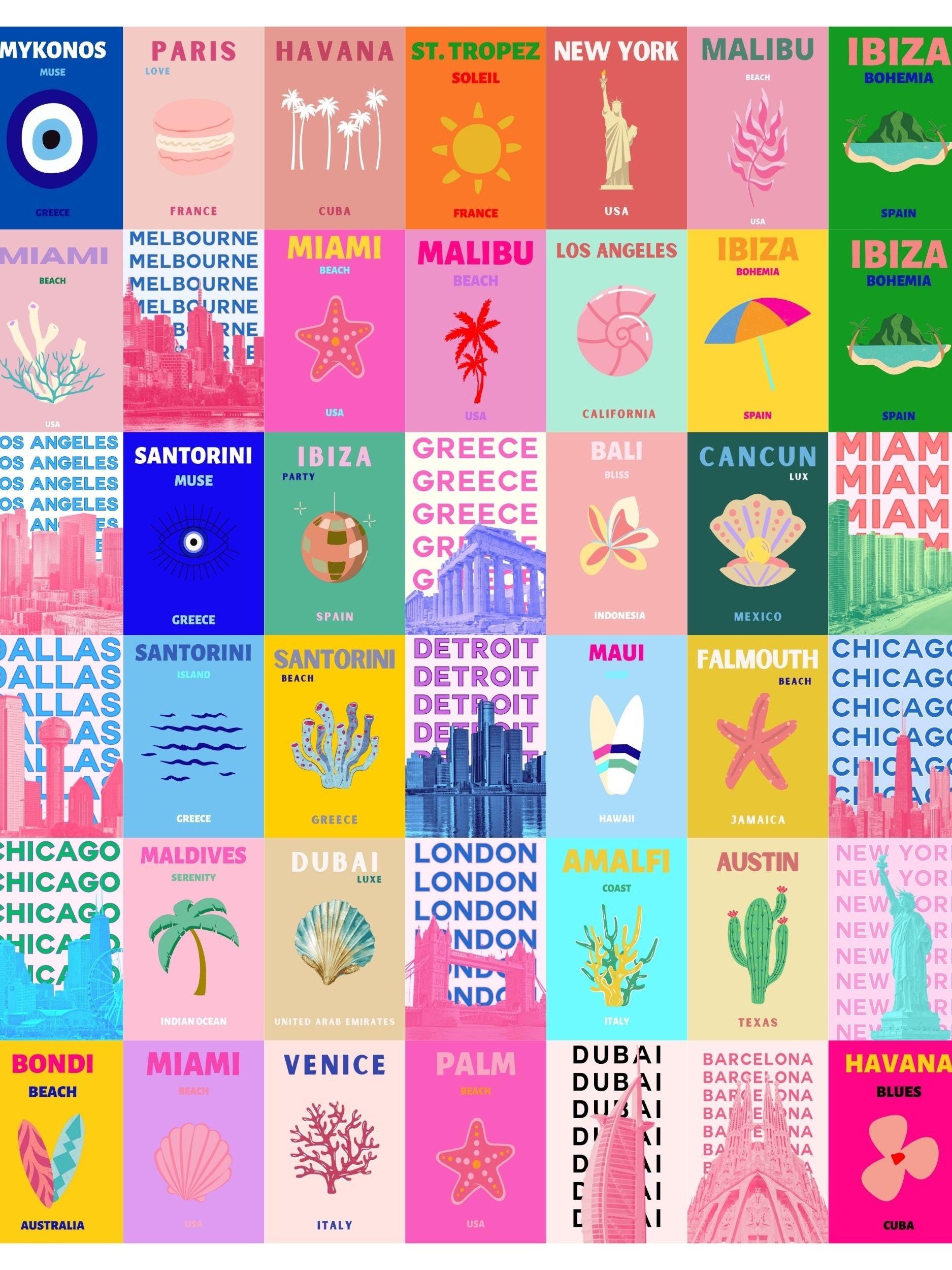 500 Travel Poster Retro Aesthetic Vintage Travel Wall Art product image (4)