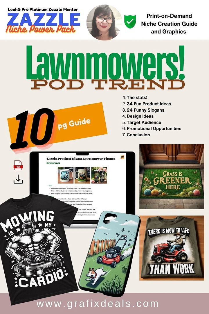 Print-on-Demand Trends | NEW! Cutting Edge Niche - Lawnmowers! Zazzle Niche Guide FREE for VIPs AUGUST product image (1)