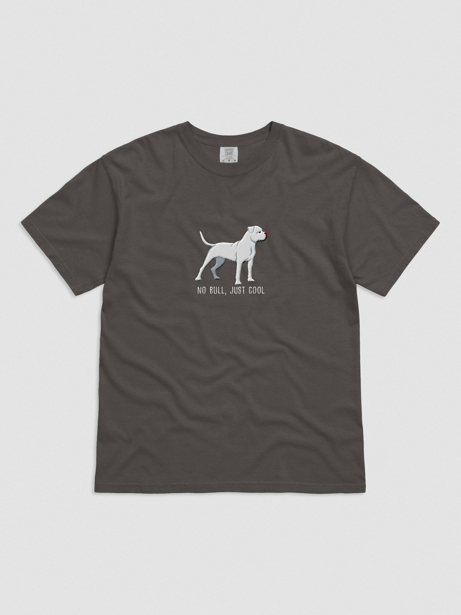 No Bull, Just Cool T-Shirt(Embroidered) of an American Bulldog(White) product image (4)