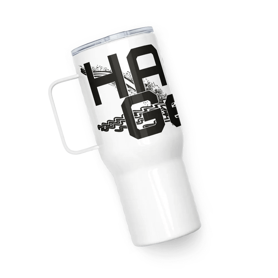 Travel Mug with a Handle - Black HApex Gear White Logo product image (5)