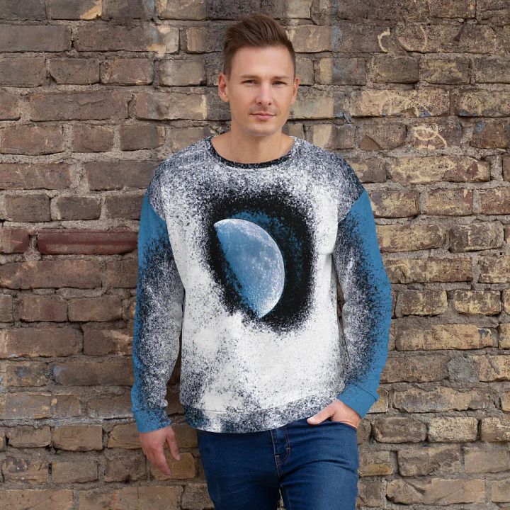 Abstract Darker Coloured Disintegrating Moon Unisex Sweatshirt product image (1)