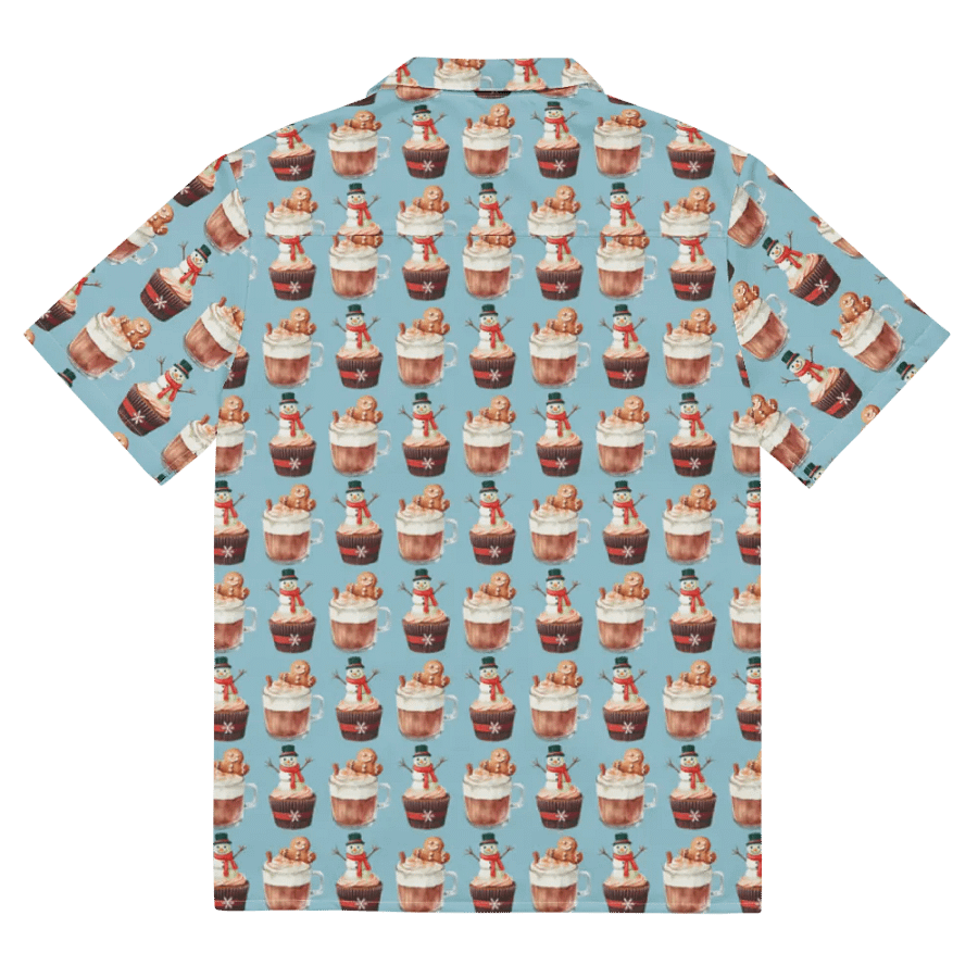 Xmas tea time gingerbread man latte cupcake Unisex Hawaiian Shirt product image (11)