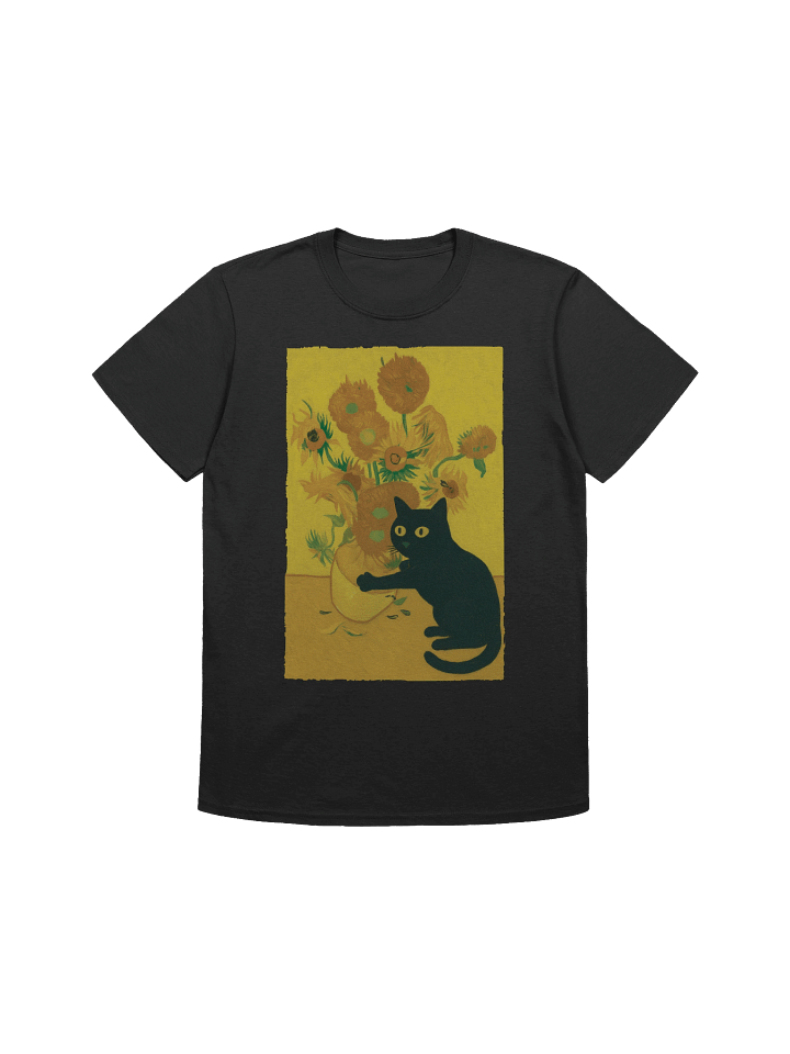 Van Gogh Sunflower Black Cat T-Shirt product image (2)