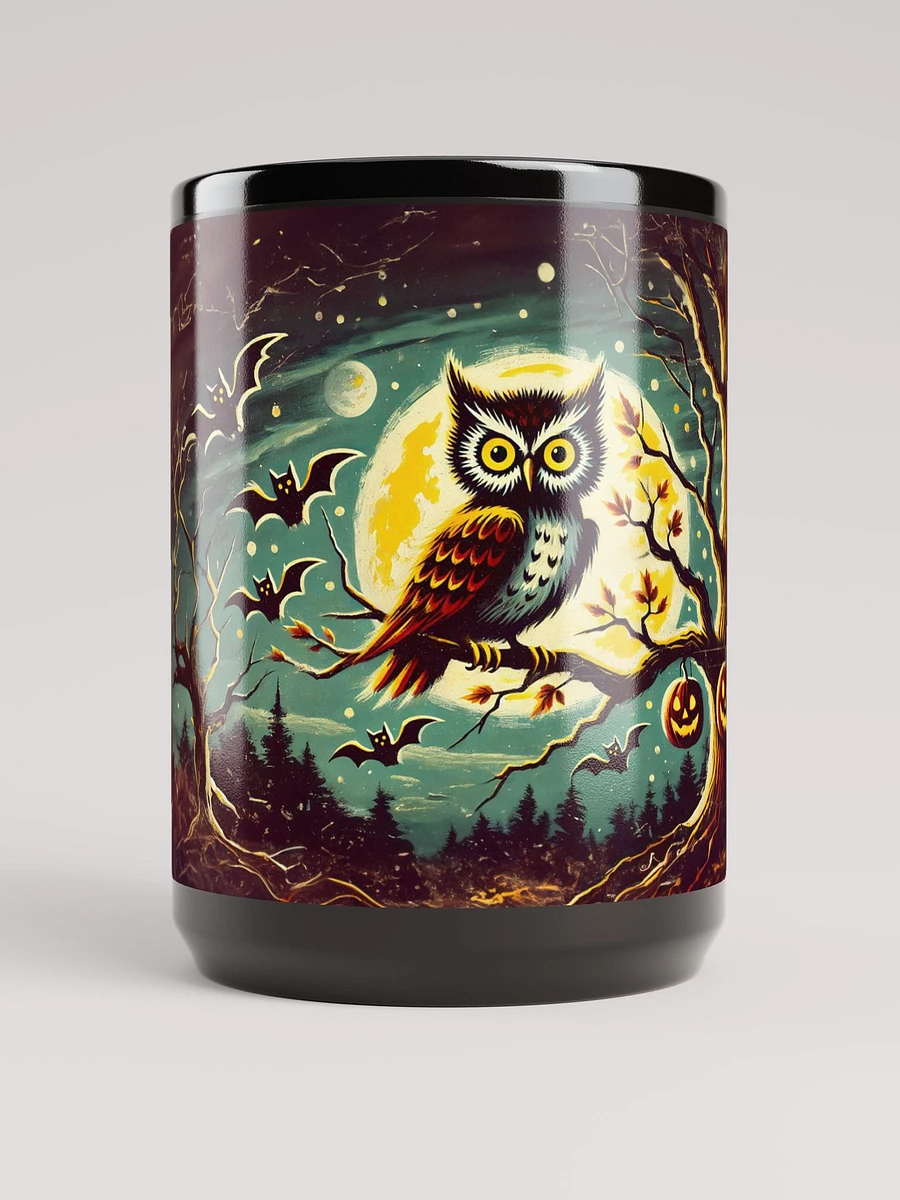 Owl Full Moon Black Glossy Mug product image (1)