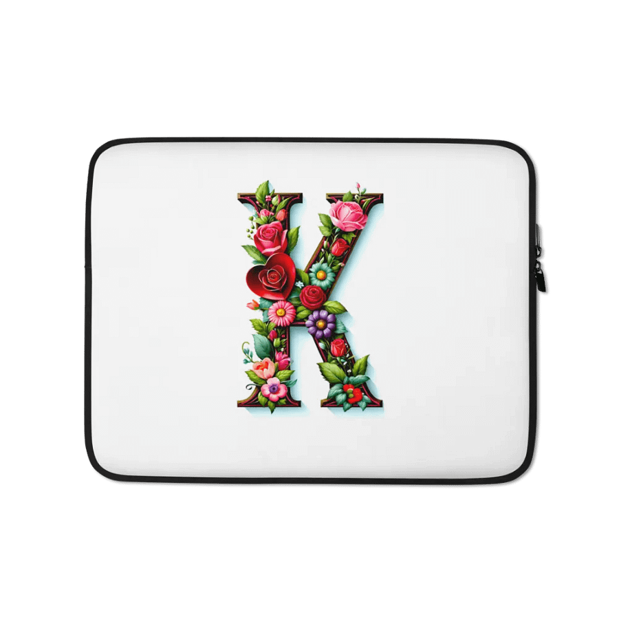 Valentine’s Monogram Letter K(2) Laptop Sleeve product image (1)