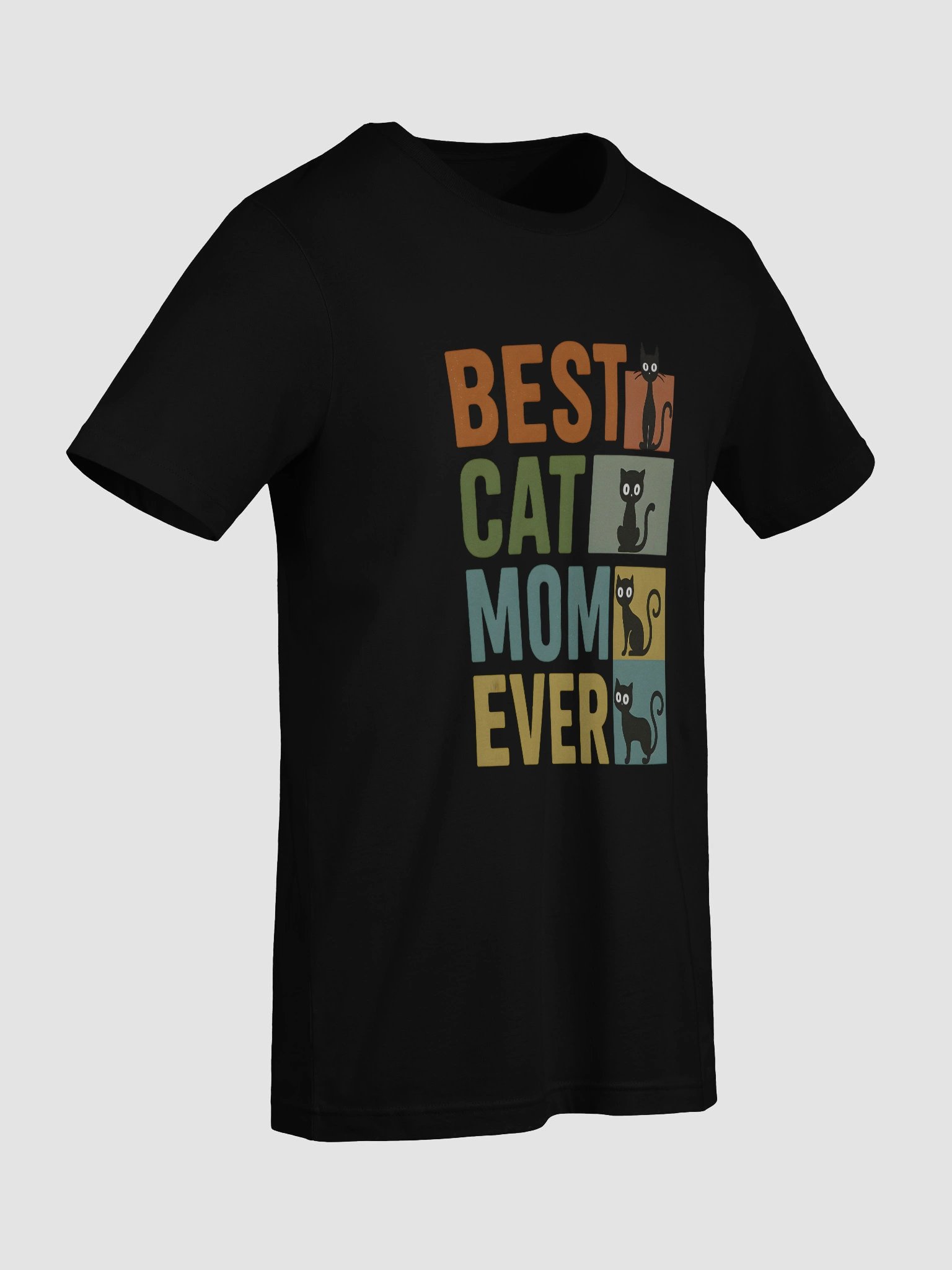 Best Cat Mom Ever T-Shirt – Retro Block Style Funny Cat Lover Gift for Women product image (9)