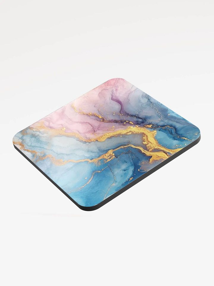 Blue Pink and Gold Alcohol Ink Glossy Cork Coaster by Treasure Pie product image (2)