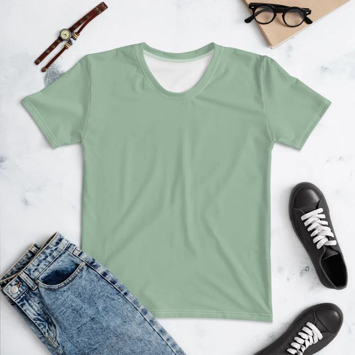 Plain Light Sage Green Soft Summer Women's Crewneck Polyester Heavyweight Premium T-Shirt by Treasure Pie product image (1)