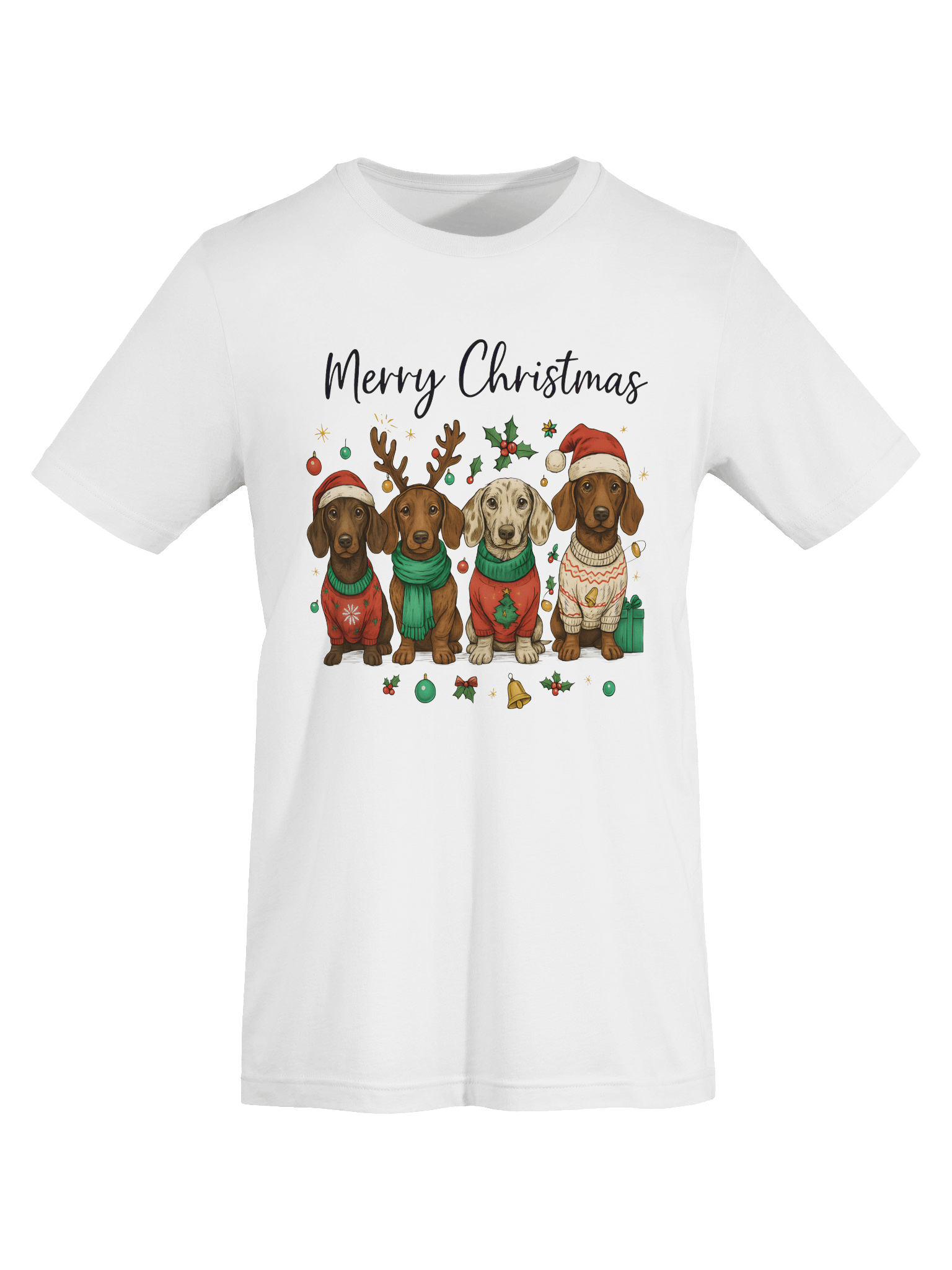 Merry Christmas Dachshund Sweater T-Shirt – Cozy Holiday Dog Illustration product image (8)
