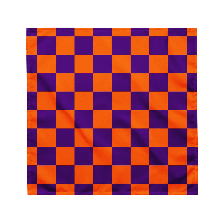 Orange Purple Retro Checkerboard Bandana, Checkers Pattern Accessories product image (3)