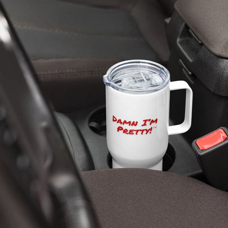 Damn I'm Pretty Travel Mug - Red Lettering