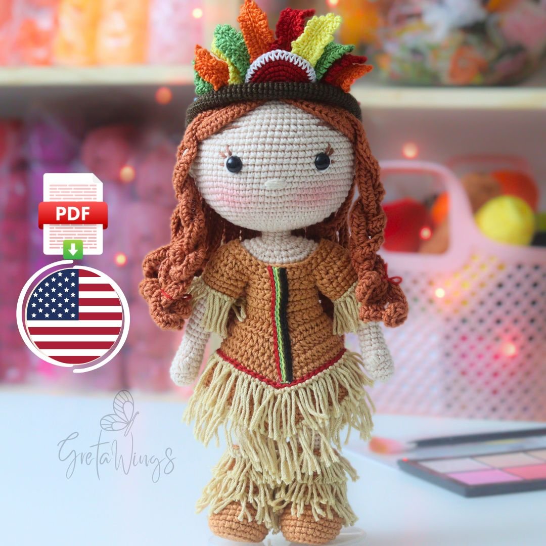 Amigurumi Native American Girl – Crochet Doll Pattern PDF Tutorial (Instant Download) product image (1)