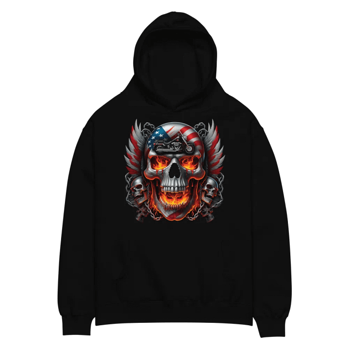 Flaming Skull American Flag Hoodie #29 product image (2)