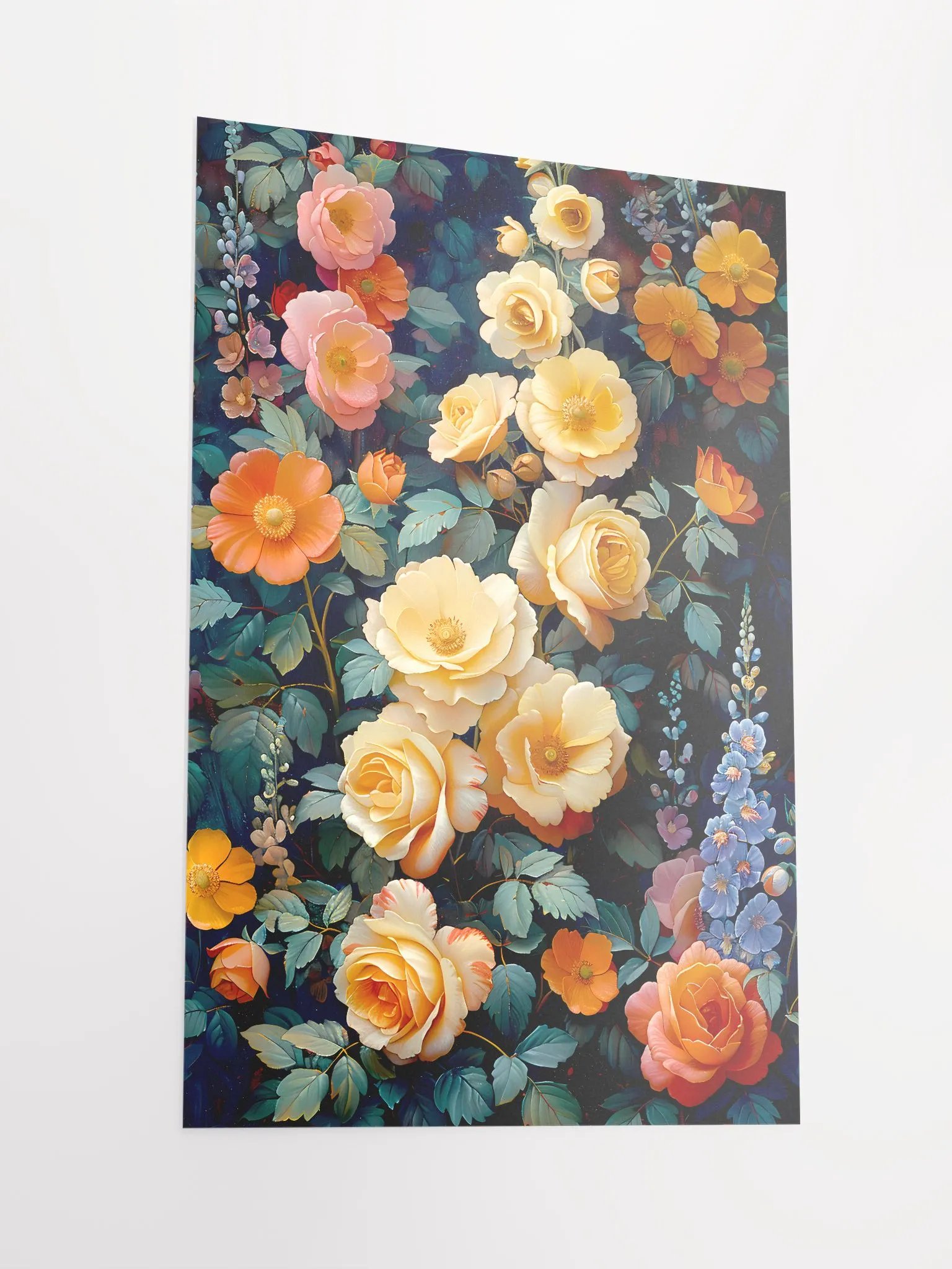 Sunset Hues Rose Garden Poster: Vivid Botanical Art for Elegant Interiors Matte Poster product image (4)