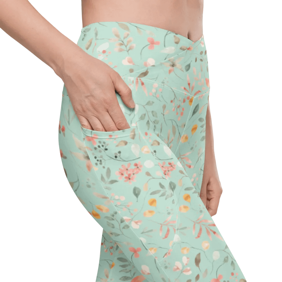Floral Bliss Crossover Leggings with Pockets product image (10)