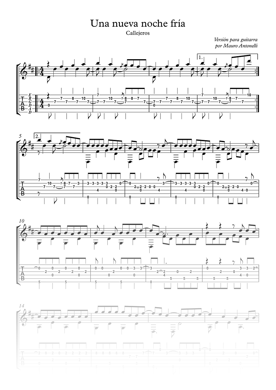 Una nueva noche fría - Partitura+ Tabs product image (1)