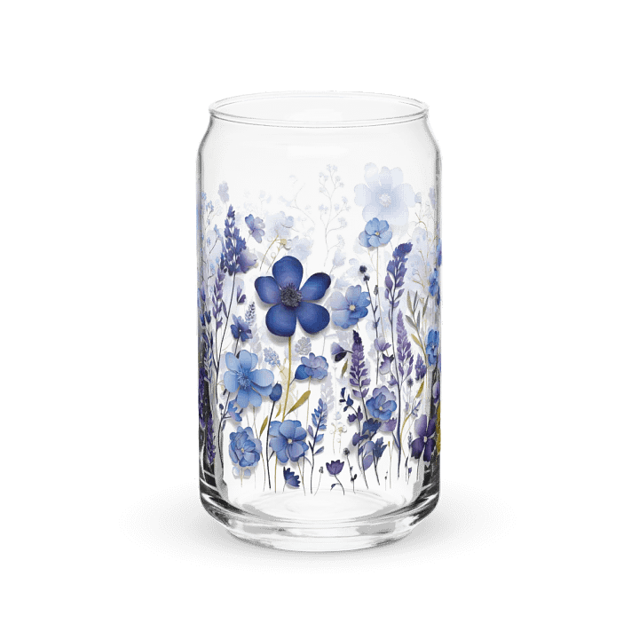 Pressed Beautiful Blue Flowers Glass product image (1)