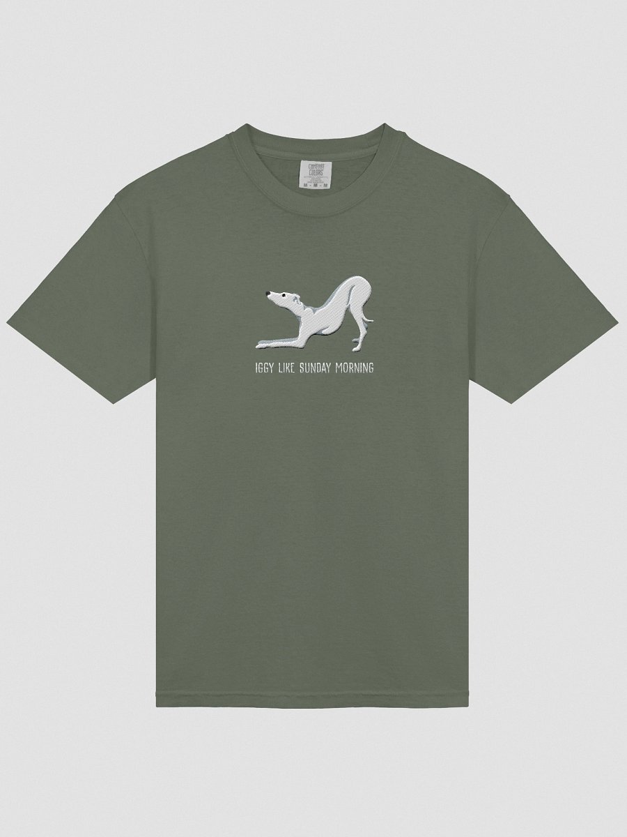 Iggy Like Sunday Morning T-Shirt(Embroidered) of an Italian Greyhound(White) product image (33)