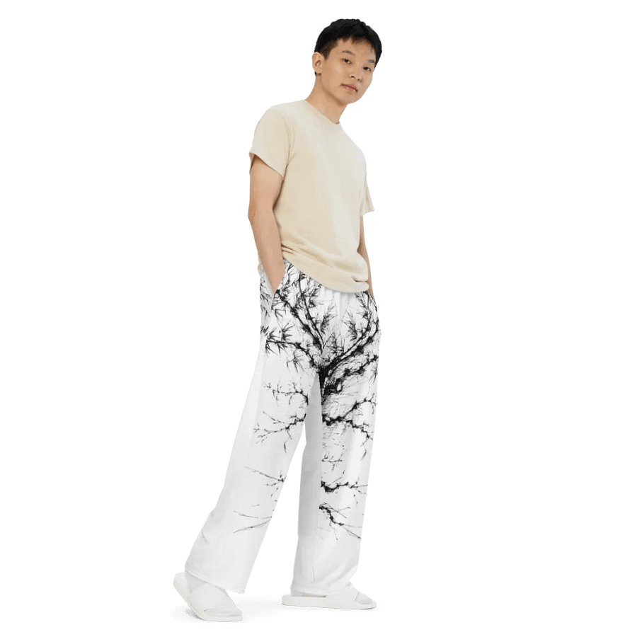 Bamboo Print Unisex Wide-Leg Pants product image (7)