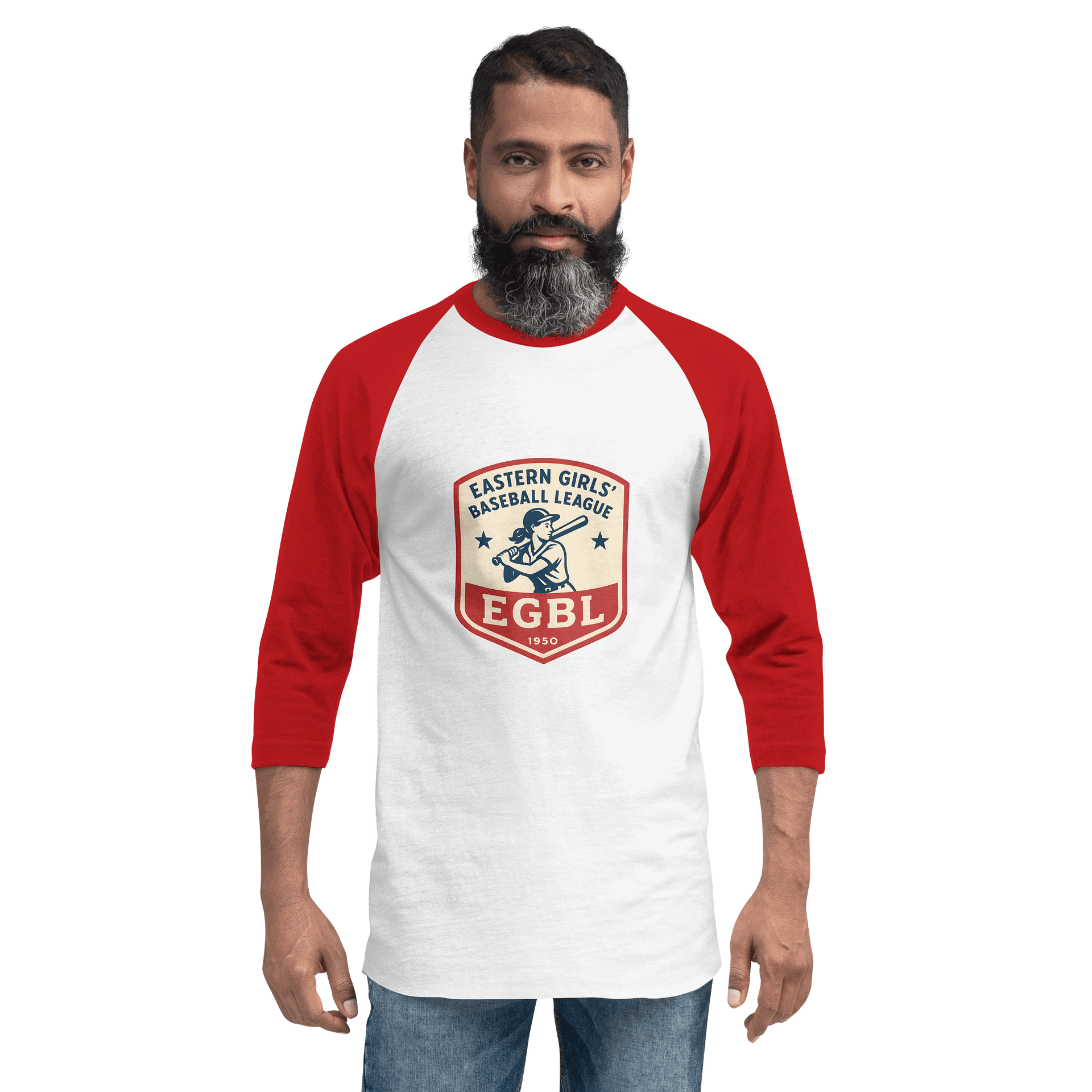 EGBL Legacy Collection Tultex Fine Jersey Raglan Tee White/Red product image (2)