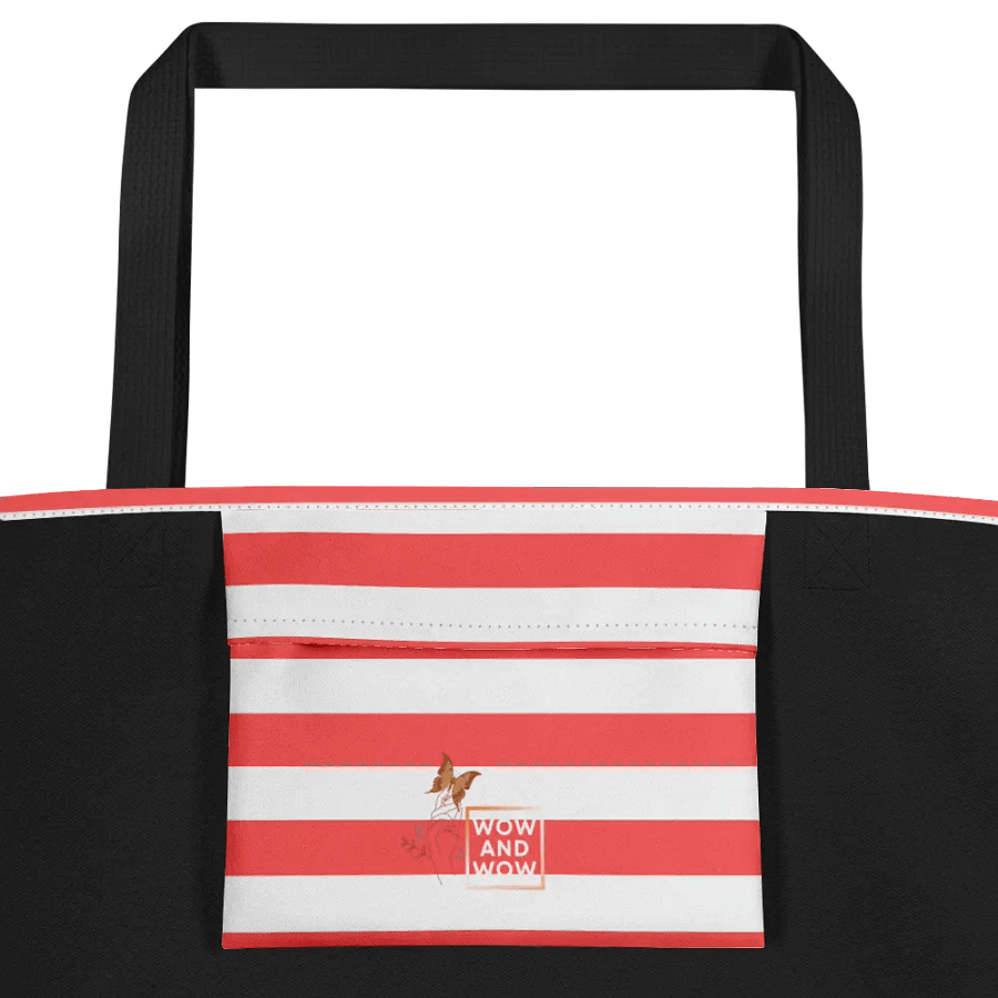 Vibrant Butterfly Paradise Red Stripped Tote Bag product image (2)