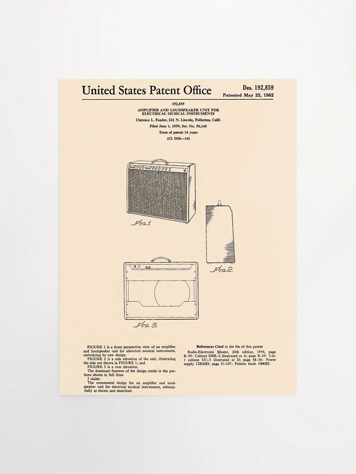 Vintage amp patent print product image (1)