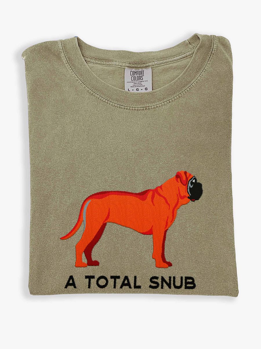 A Total Snub T-Shirt(Embroidered) of an English Mastiff(Red) product image (1)